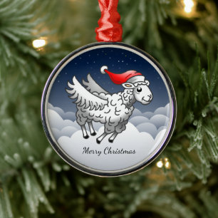 Ornement En Métal L'agneau de Noël merveilleux
