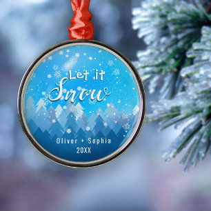 Ornement En Métal Laisser neiger notre 1er Noël bleu