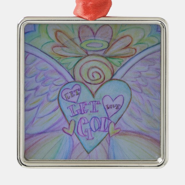 Ornement En Métal Laissez l'amour laisser Dieu Angel Vacances Cadeau (Devant)