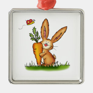 Ornement En Métal Lapin mignon avec la carotte par Gerda