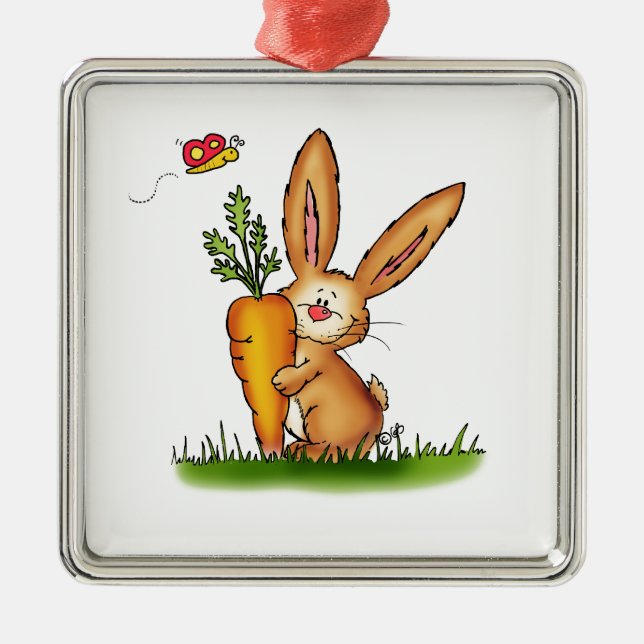 Ornement En Métal Lapin mignon avec la carotte par Gerda (Devant)
