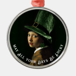 Ornement En Métal Lass irlandais avec une oreille perle