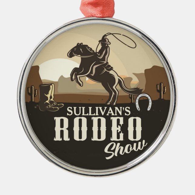 Ornement En Métal Lasso Roping Roundup AJOUTER NOM Western Rodeo Sho (Devant)