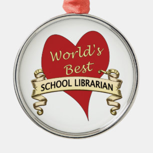 Ornement En Métal Le meilleur bibliothécaire d'école du monde