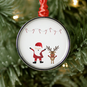 Ornement En Métal Le Père Noël Rudolph Le Renne Rouge