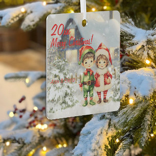 Ornement En Métal Les elfes de Noël maison Carré en métal