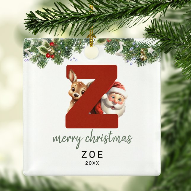 Ornement En Métal Lettre enfant Z Monogramme Arbre de Noël (Créateur téléchargé)