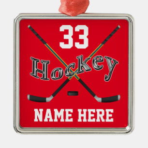 Ornement En Métal L'hockey PERSONNALISÉ ornemente votre nom et