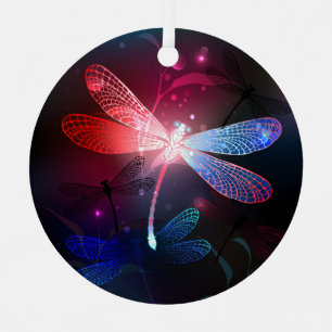 Ornement En Métal libellule rouge brillante