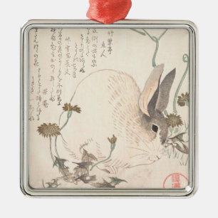 Ornement En Métal Lièvres et pissenlit, Kubo Shunman, art japonais