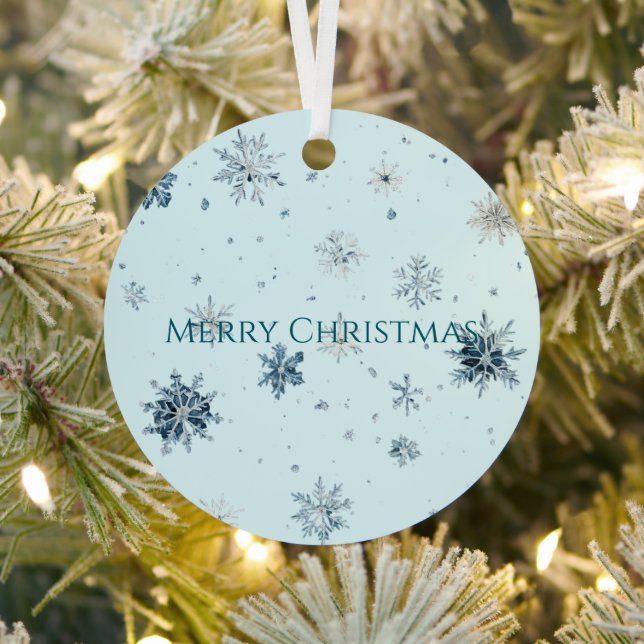 Ornement En Métal Light Blue Snowflakes Christmas  (Insitu)