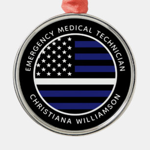 Ornement En Métal Ligne blanche mince personnalisée USA Drapeau EMS 