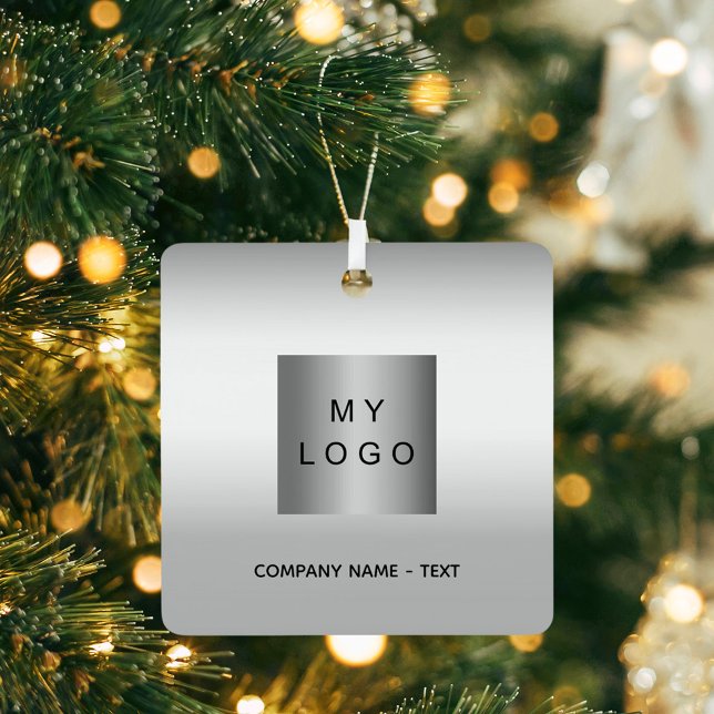 Ornement En Métal Logo d'entreprise Noël argent (Créateur téléchargé)