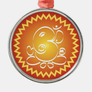 Ornement En Métal L'OM Ganesha avec l'étoile jaune