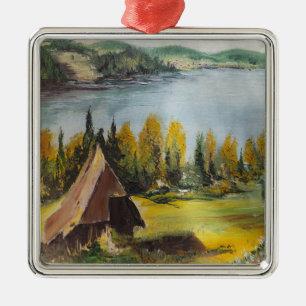 Ornement En Métal L'Ornement Ann Hayes Peinture Chalet Sur Le Lac