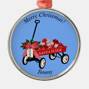 Ornement En Métal L'ornement de Noël avec le Wagon de nom et de dat