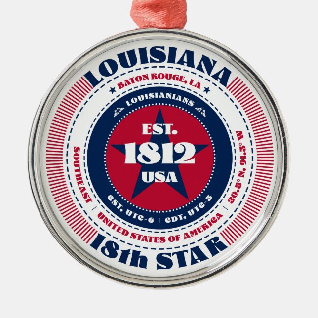 Ornement En Métal Louisiane 18e cérémonie de Noël d'état (Devant)