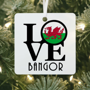 Ornement En Métal LOVE Bangor Pays de Galles