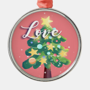 Ornement En Métal Love légende Carton Arbre de Noël rose