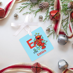 Ornement En Métal Lumières de Noël d'Elmo Nom et photo personnalis