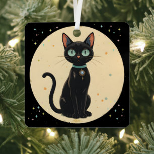 Ornement En Métal Lune de chat noir atomique futuriste