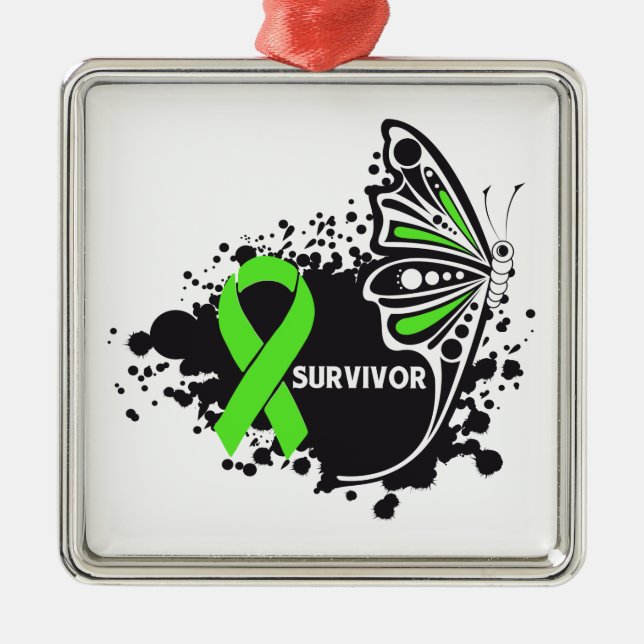 Ornement En Métal Lymphome non-hodgkins de papillon Abstrait surviva (Devant)