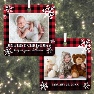 Ornement En Métal Ma première photo de bébé à Noël