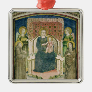 Ornement En Métal Madonna a couronné avec St Francis d'Assisi