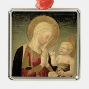 Ornement En Métal Madonna et enfant avec la grenade