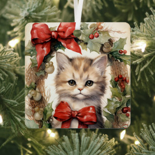 Ornement En Métal Magnifique Kitten Noël
