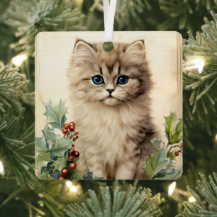 Ornement En Métal Magnifique Kitten Noël