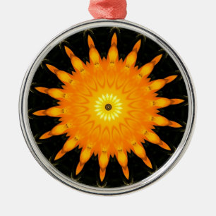 Ornement En Métal Mandala Kaléidoscope du Soleil Radieux Art