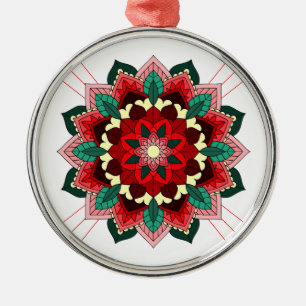 Ornement En Métal Mandala Motif 02 en rouge