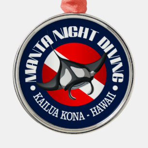 Ornement En Métal Manta Night Diving (Kailua Kona)