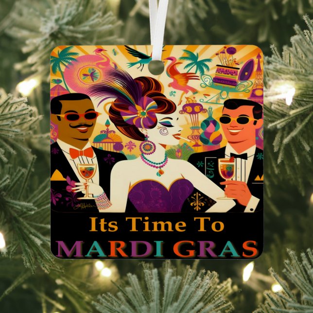 Ornement En Métal Mardi Gras Cocktail Futur Du Milieu Du Siècle (Insitu)