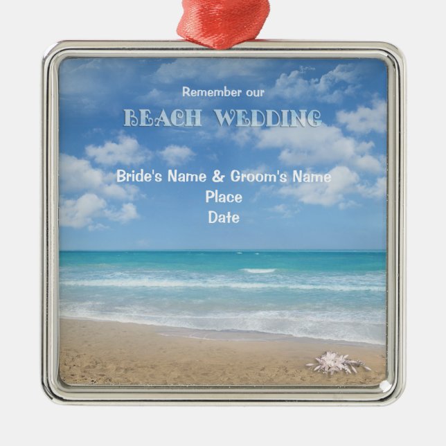 Ornement En Métal Mariage plage (personnalisable) (Devant)