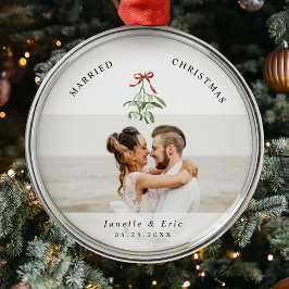 Ornement En Métal Marié Noël mignon Mistletoe Newlywee Photo