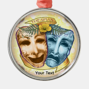 Ornement En Métal Masques d'acteur Blue Orange