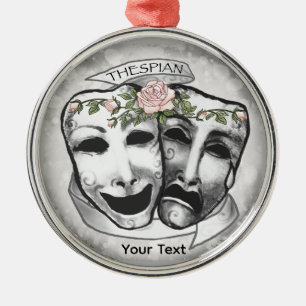 Ornement En Métal Masques d'acteur noir et blanc