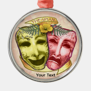 Ornement En Métal Masques d'acteur rouge jaune