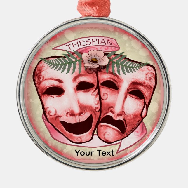 Ornement En Métal Masques d'acteur rouges (Devant)