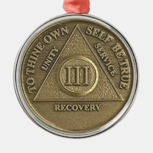 Ornement En Métal Médaille de 3 ans de sobriété