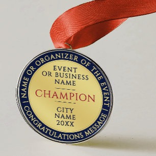 Ornement En Métal Médaille de champion en or bleu élégant pour les a