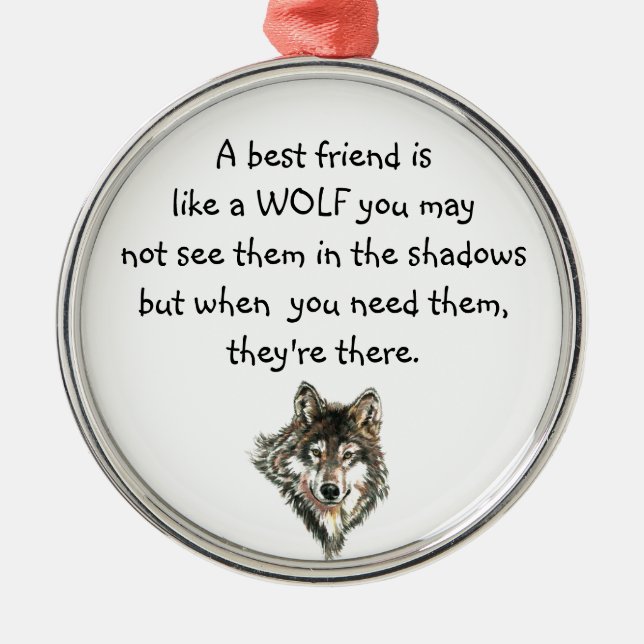 Ornement En Métal Meilleur Ami Citation Inspirationnelle Loup, Loups (Devant)