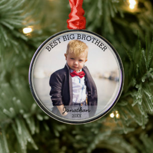 Ornement En Métal Meilleur Big Brother Nouveau bébé photo de Noël pe
