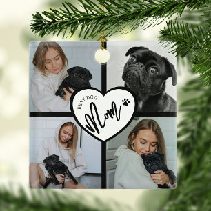 Ornement En Métal Meilleur chien maman   Collage de photos