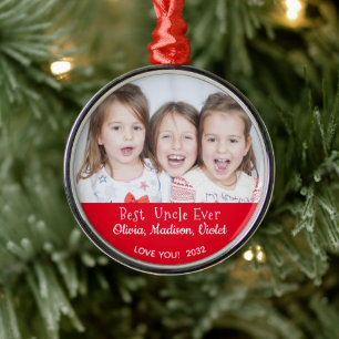 Ornement En Métal Meilleur Oncle jamais personnalisé photo Noël
