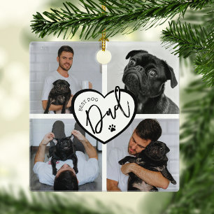 Ornement En Métal Meilleur Papa Chien Collage Photo