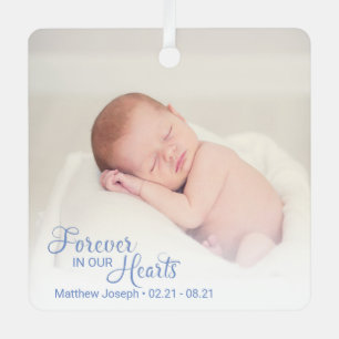 Ornement En Métal Memorial Baby Boy Photo Pour Toujours Dans Nos Coe