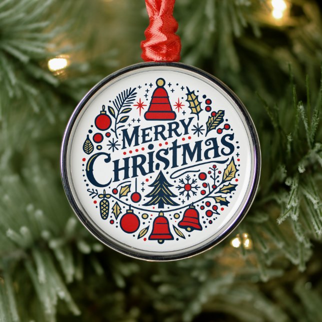 Ornement En Métal Merry Christmas 3 (Arbre)